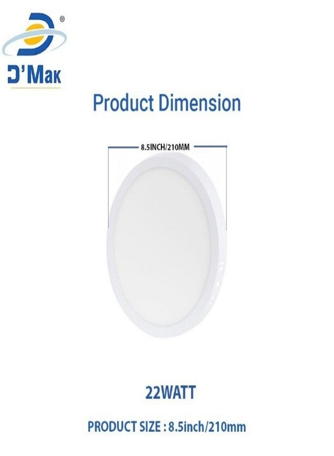 D'Mak 22 Watts Led Ceiling Surface Light, White, Round, Pack of 2 - Image 4